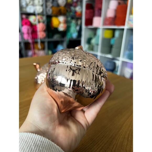 Rose Gold Ceramic Acorn Fall Decor Set of 3 - Picture 3 of 5